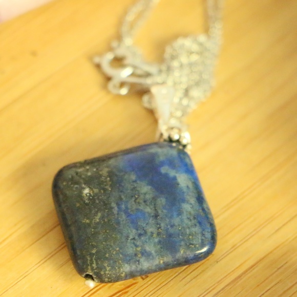 925 Sterling Silver Natural  lapis Stone Necklaces - Picture 6 of 6